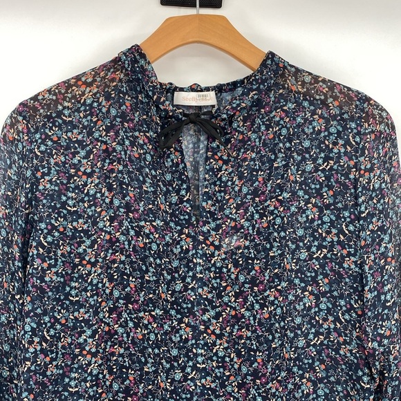 See By Chloe Floral‎ Haze Blouse Womens 34/ US 2 Black Purple Viscose Sheer Top - Picture 3 of 12